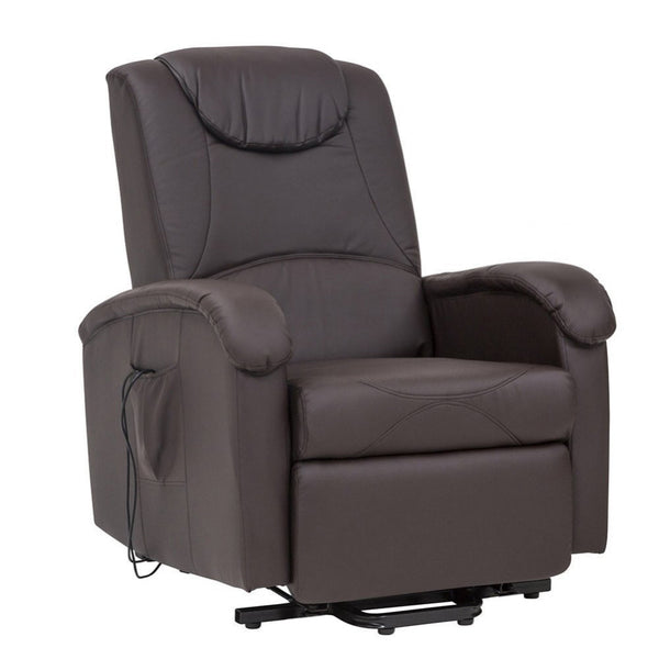 online Fauteuil relax électrique inclinable 72x95/182x106/145 h cm en similicuir marron