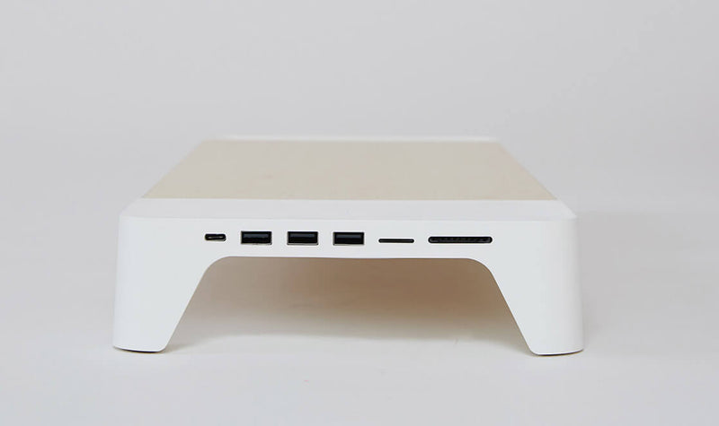 Supporto Monitor da Scrivania 56x20x5,7 cm con Entrata USB e Base di Ricarica Wireless Bianco-10