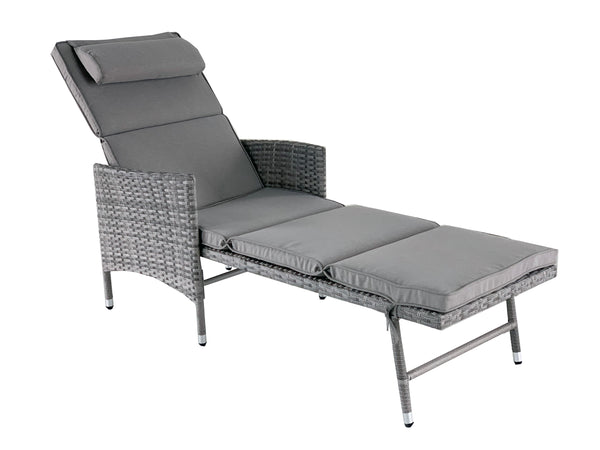 Lettino Prendisole Multiposizione da Giardino 149/186x67x98/63 cm in Rattan Sintetico Grigio Talpa online