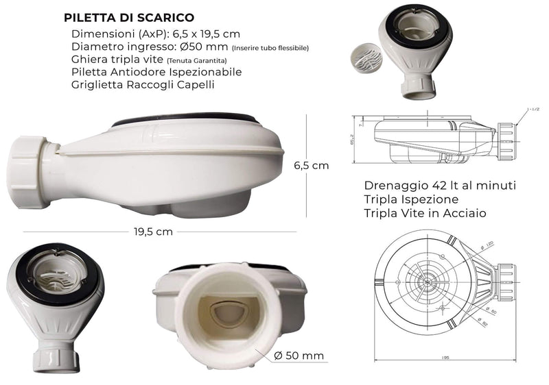 Piatto Doccia in Pietra Bonussi Kamet Grigio Chiaro Varie Misure-6