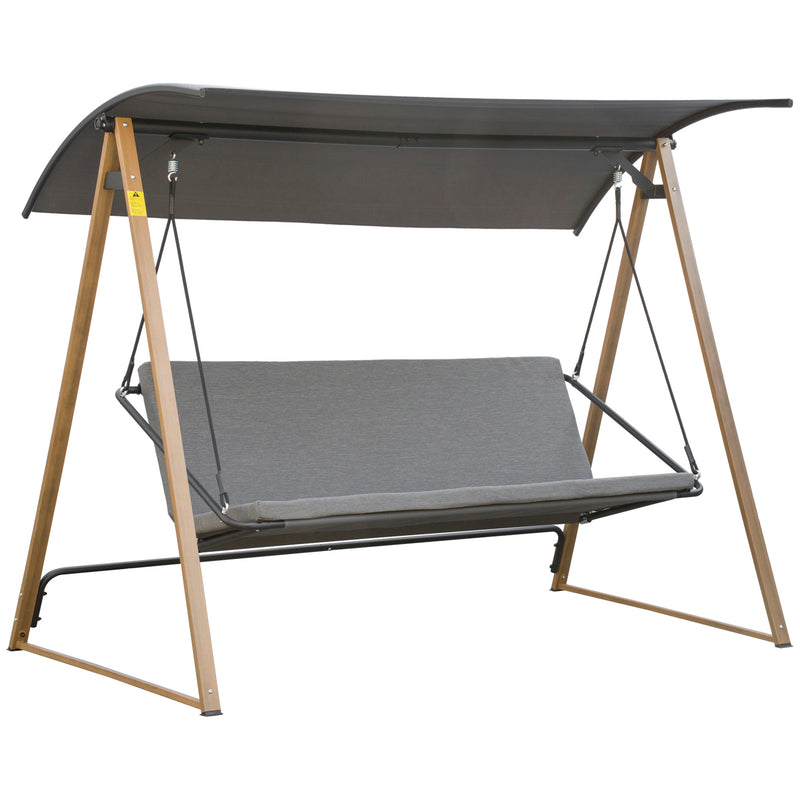 Dondolo 3 Posti da Giardino 224x133x173 cm in Acciaio Grigio-1