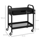 Carrello da Cucina con Cesto Cassetto Estraibile e 3 Ganci 61x32,6x58,5 cm in PP e Metallo Nero-3