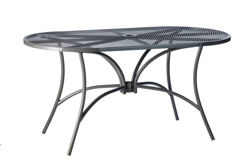 Tavolo Ovale da Giardino 150x90x73 cm in Acciaio Retato Grigio Scuro-1