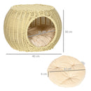 Cuccia Casetta per Gatti Ø40x30 cm in Rattan PE Beige-3