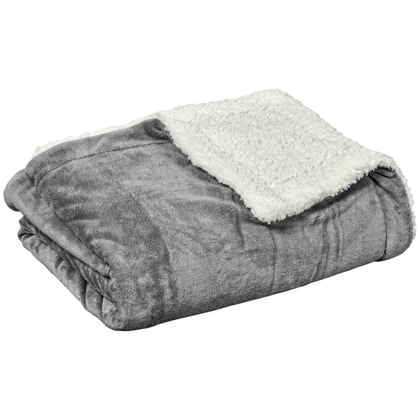 Coperta Plaid Dubleface 203x152x0,5 cm in Flanella 220 GSM e Sherpa 260 GSM Grigio prezzo