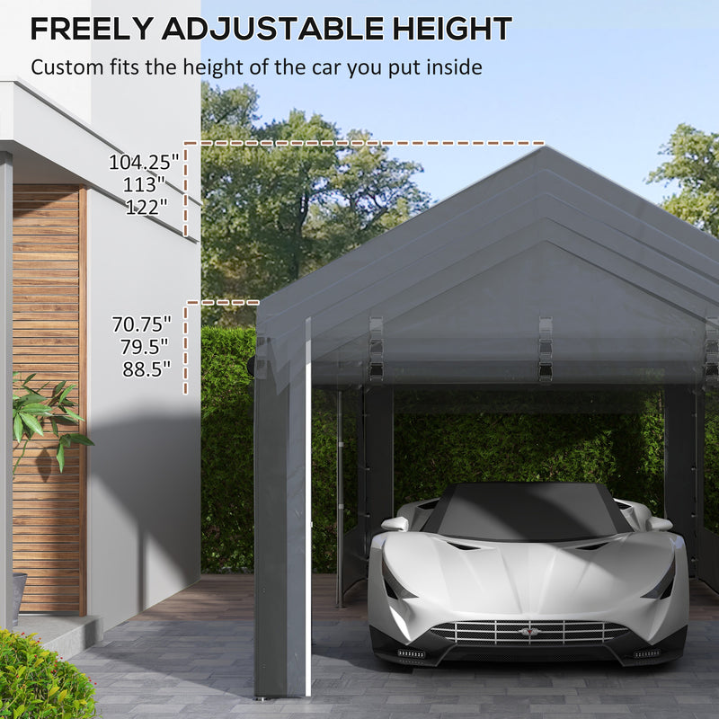 Gazebo per Auto e Feste con Altezza Regolabile 4 Porte e 4 Finestre 6x3m  Grigio Scuro-5