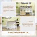 Isola da Cucina con Piano a Ribalta 116x79,5x91 cm in MDF Bianco e Legno Naturale-4