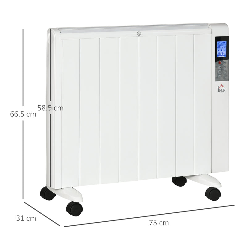 Stufetta Elettrica 2000W 75x31x66,5 cm con Timer e Impostazioni di Calore Bianco-3