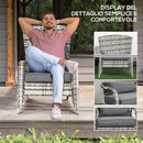 Sedia da Giardino 64x80x90 cm in Rattan e Acciaio Grigio-4