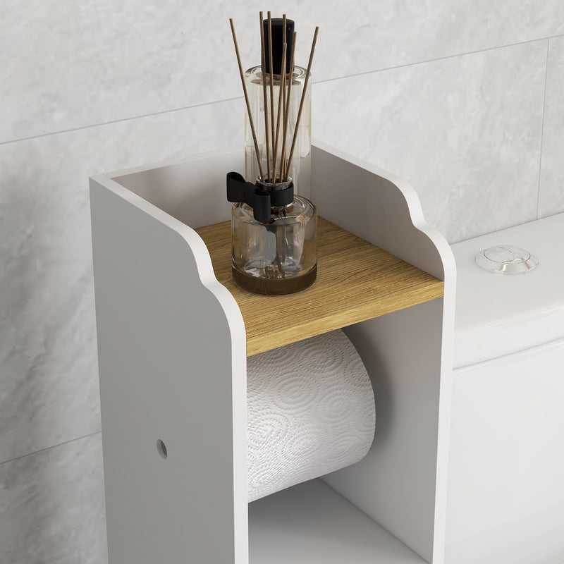 Mobiletto Bagno con Ripiani 1 Anta 18x20x90 cm in Truciolato Bianco-8