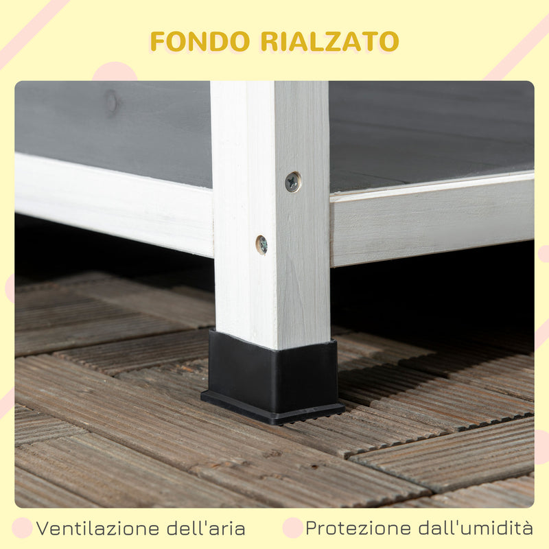 Cuccia da Esterno per Cani 101x66,5x70,5 cm Finestra e Tetto Apribile in Legno Grigio-6