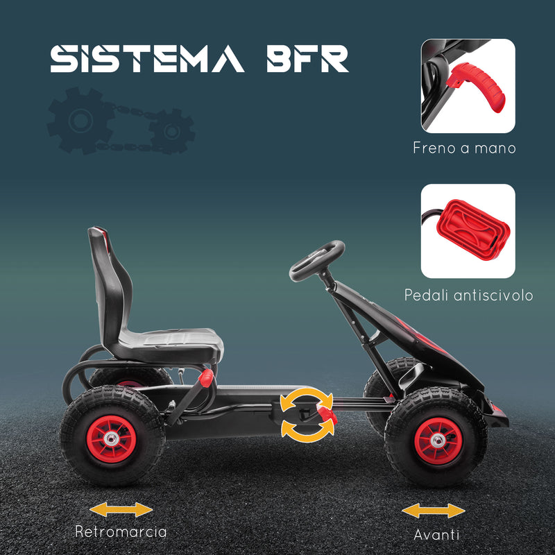 Go-Kart a Pedali per Bambini con Sedile Regolabile Rosso-5