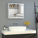 Armadietto Bagno a 2 Ante con Specchiera e Ripiano Regolabile  48x14,5x45 cm in MDF Bianco-2