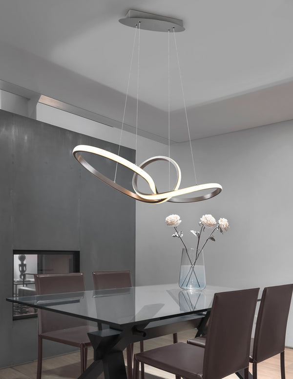 sconto Suspension LED d'intérieur en métal nickel mat