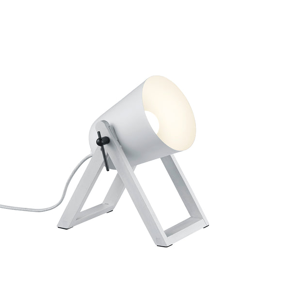 Lampe de table d'intérieur E27 en bois naturel blanc mat sconto