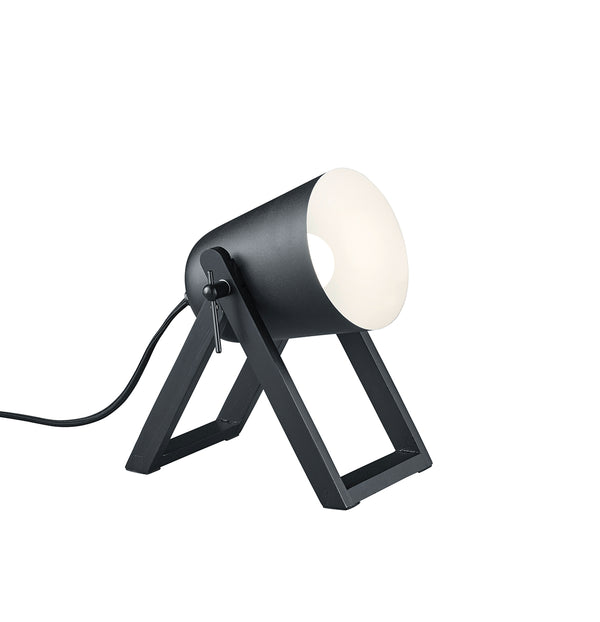 acquista Lampe de table d'intérieur E27 en bois naturel noir mat