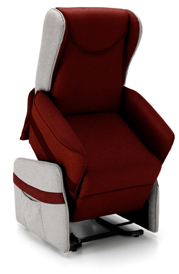 Fauteuil Releveur Electrique 2 Moteurs en Microfibre Rouge et Gris Clair sconto