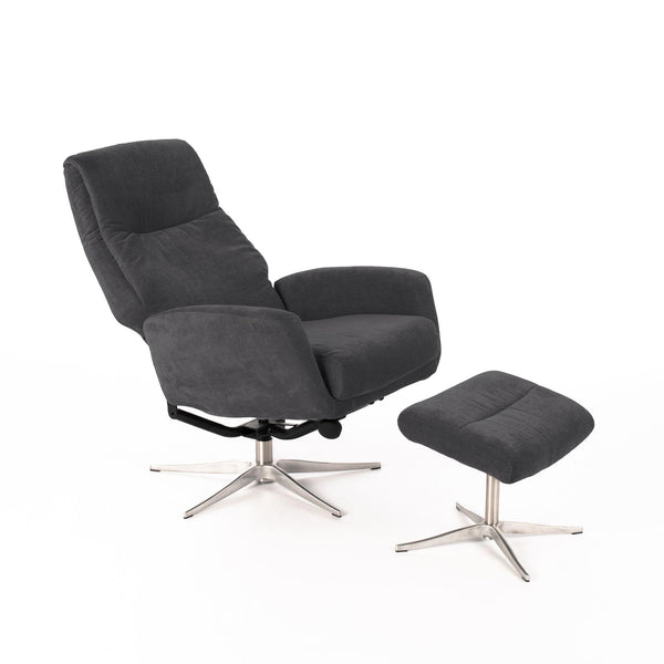 Fauteuil relax inclinable manuel avec repose-pieds en velours gris foncé prezzo