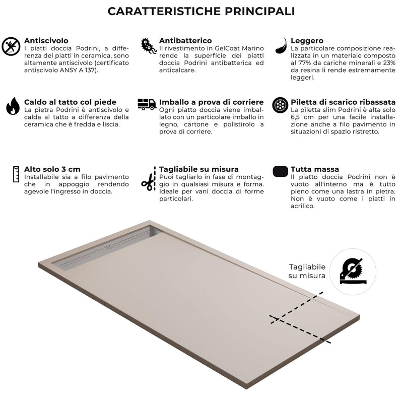 Piatto Doccia in Pietra Bonussi Trivor Crema Varie Misure-4