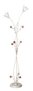 Piantana Elegante Rose Metallo Bianco Rosso diffusori Vetro Lampada da Terra Classica E14 AmbienteE/PT3-1