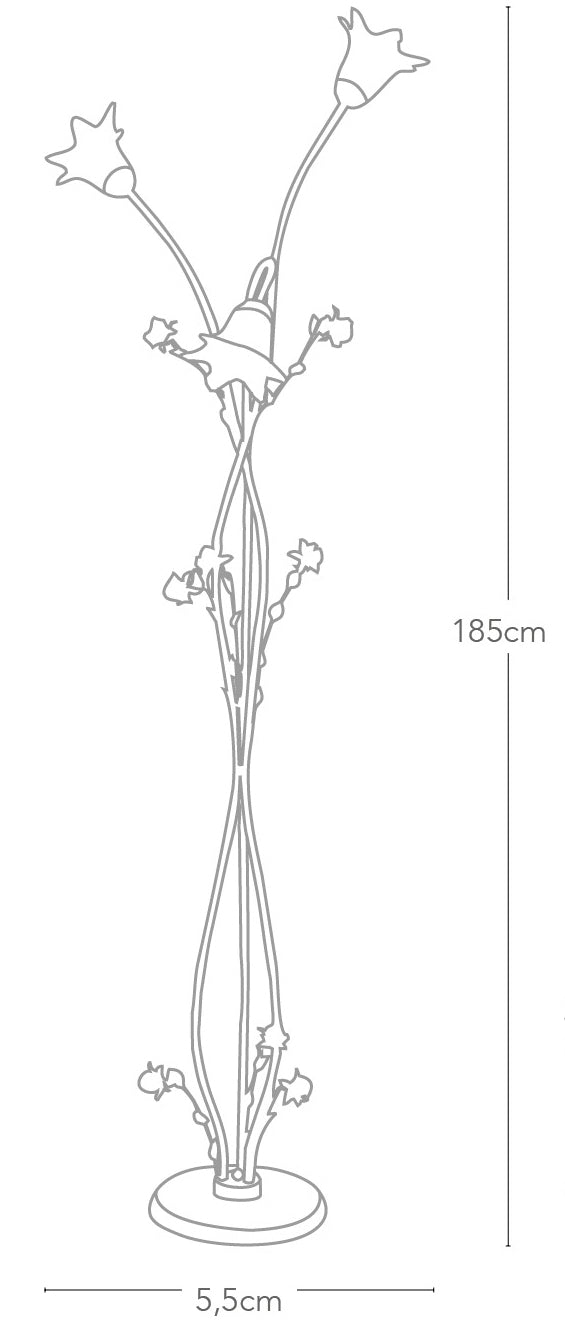 Piantana Elegante Rose Metallo Bianco Rosso diffusori Vetro Lampada da Terra Classica E14 AmbienteE/PT3-4