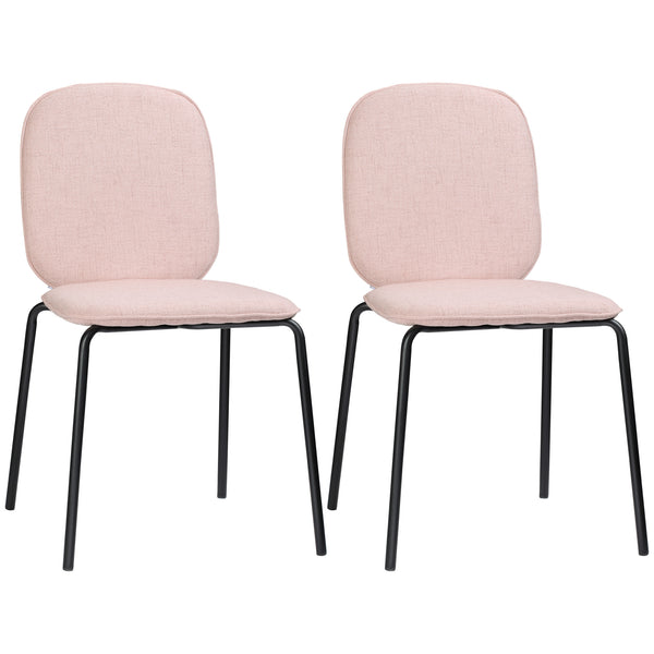 Lot de 2 Chaises Rembourrées 50x56x83 cm en Tissu et Acier Rose acquista