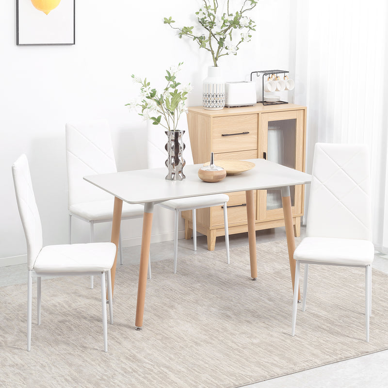 Set di 4 Sedie da Pranzo 41x50x97 cm con Schienale Alto in Similpelle Bianco-2