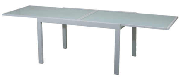 acquista Table de jardin extensible en aluminium avec plateau en verre Vorghini Selinunte Blanc