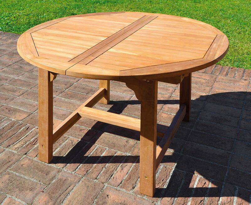 Tavolo Tondo Allungabile da Giardino Ø120 cm in Legno Teak Vorghini Capraia-2