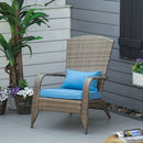 Sedia da Giardino 65x86x90 cm in Rattan e Acciaio Marrone e Blu-2