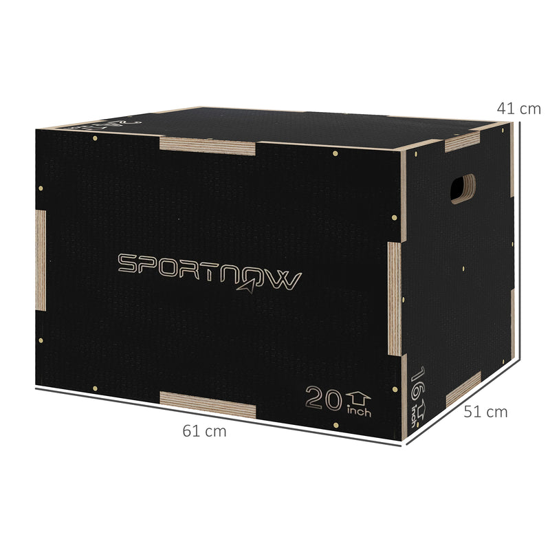 Box Jump Pliometrico a 3 Altezze 61-51-41 cm in Legno Antiscivolo Nero-3