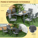 Set Tavolo Allungabile e 6 Sedie da Giardino in Alluminio Grigio-4