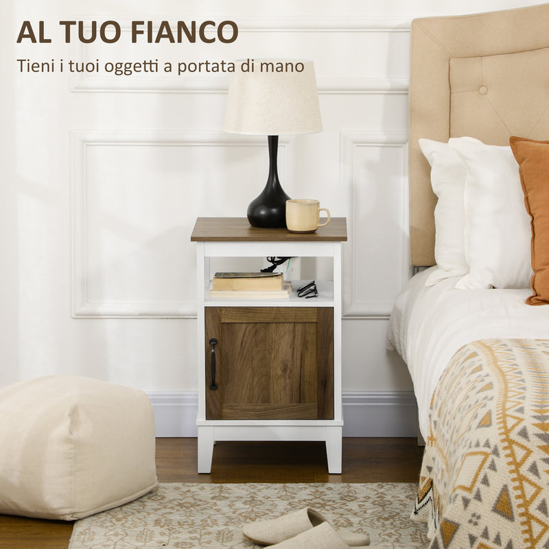 Comodino 1 Anta 1 Ripiano 38,5x35x59,7 cm in Legno Truciolare Bianco-4