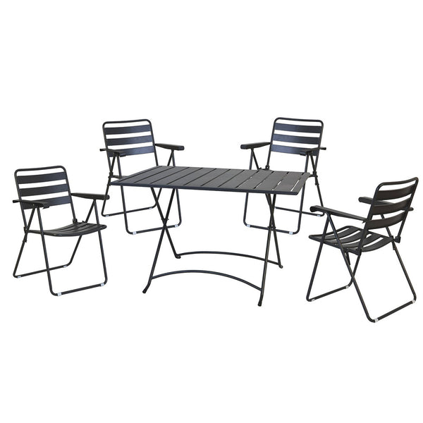 Ensemble Table + 4 Chaises Pliantes en Acier Peint Anthracite Mery Lounge online