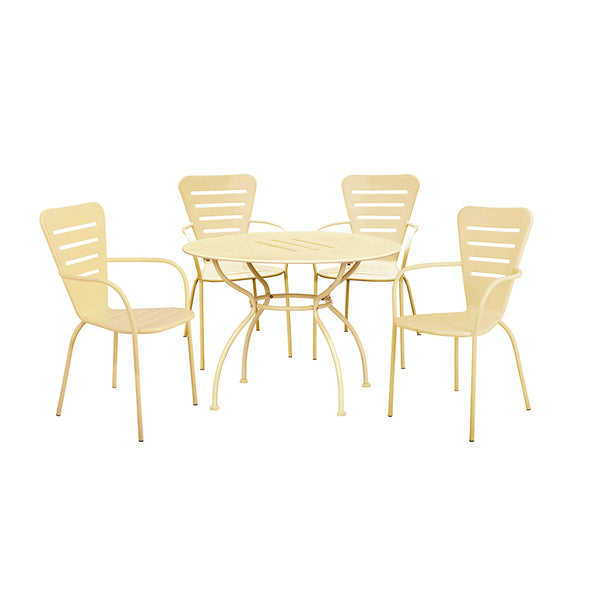 Set Table + 4 Chaises en Acier Peint Crème Salon Ginevra Big acquista