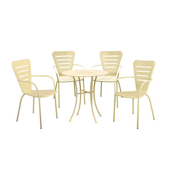 prezzo Ensemble Table + 4 Chaises en Acier Peint Crème Geneva Lounge