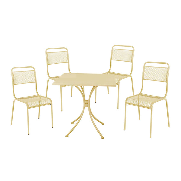 Set Table + 4 Chaises en Acier Peint Crème Salon Ocean Cream prezzo