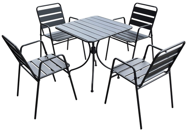 prezzo Ensemble Table Carrée et 4 Chaises en Acier Krystin Anthracite