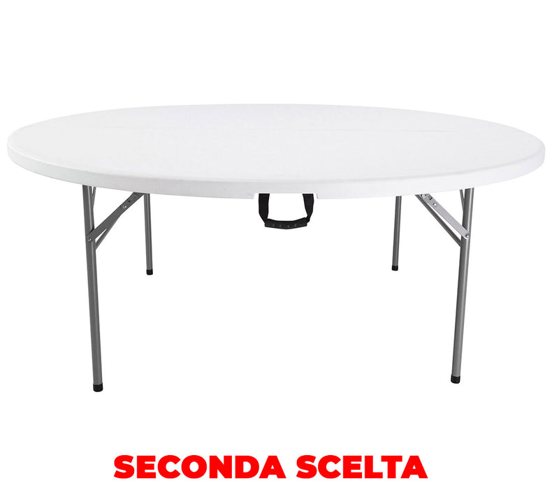 Tavolo Catering Rotondo Pieghevole Ø180 cm Bianco Seconda Scelta-1