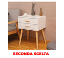 Comodino 2 Cassetti in Legno 45x35x59,5 cm Toby Bianco Seconda Scelta-1