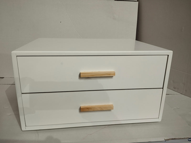 Comodino 2 Cassetti in Legno 45x35x59,5 cm Toby Bianco Seconda Scelta-3