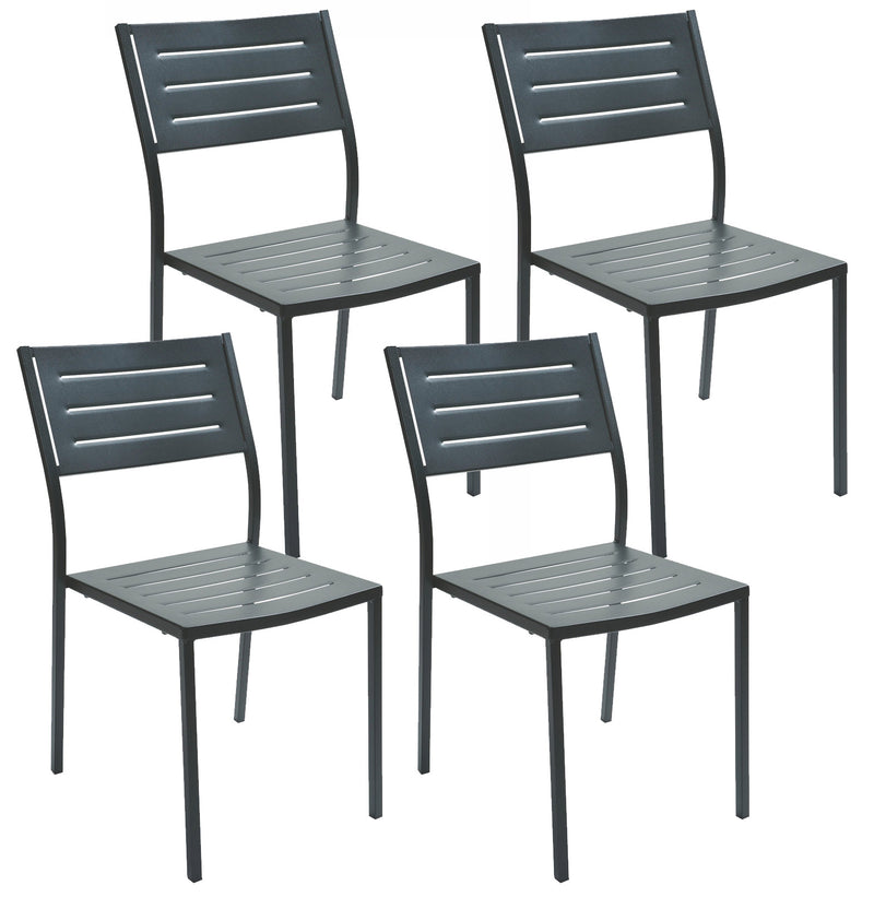 Set 4 Sedie da Giardino 46x58x84 cm in Acciaio RD Italia Dorio Antracite-1