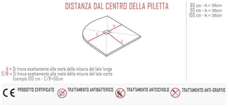 Piatto Doccia Semicircolare in Pietra Bonussi Everest Crema Varie Misure-4