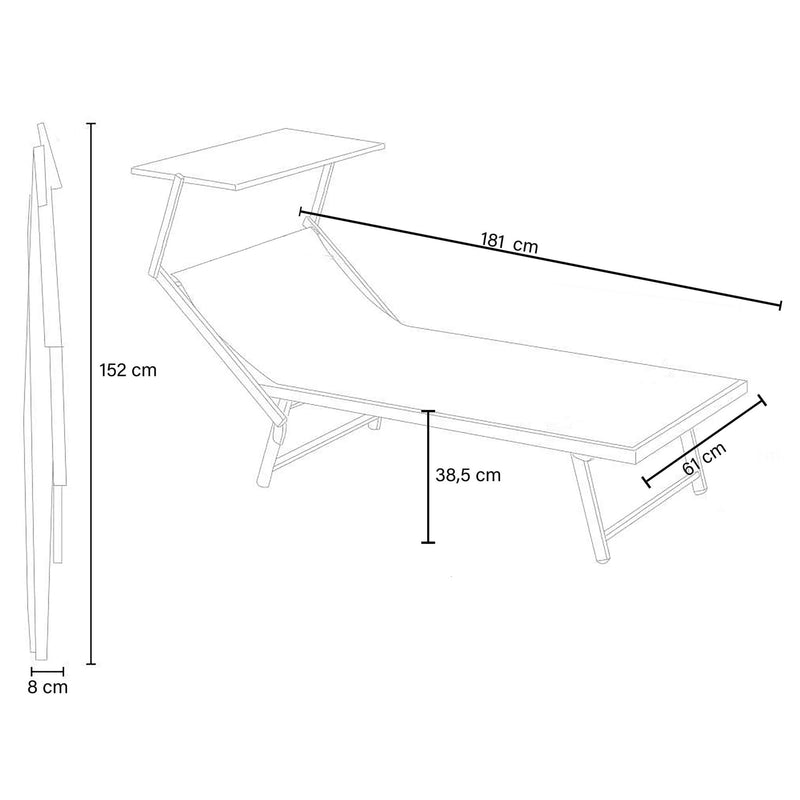 Lettino Prendisole da Giardino 189x61x38 cm in Alluminio e Textilene Simba Antracite-10