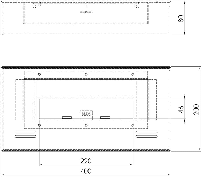 Bruciatore a Bioetanolo per Camini 40x8x20 cm 1L Simple Box 400 Nero-5