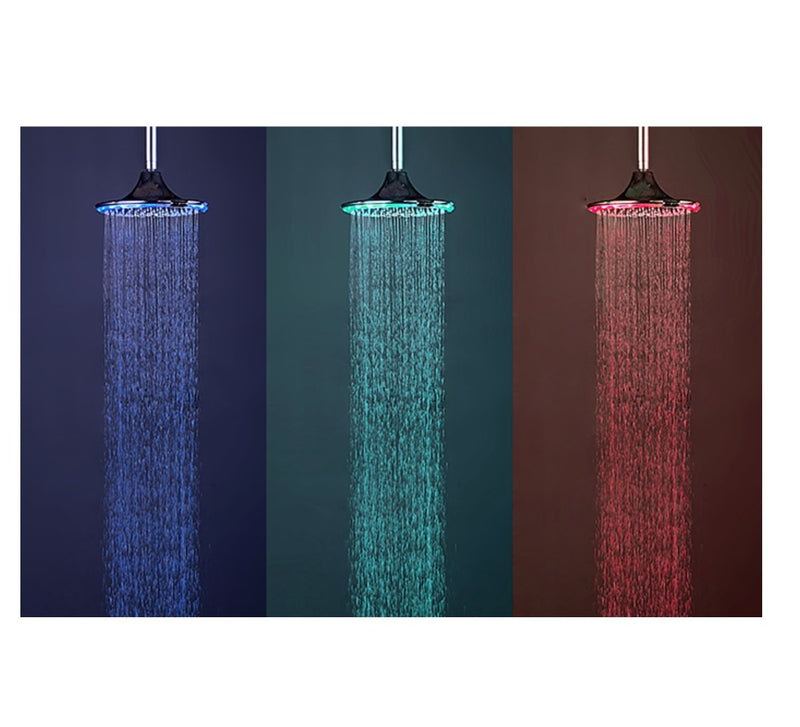 Soffione Doccia Ø24 cm 3 Getti con LED per Controlla Temperatura Acqua Sined  Grigio-4