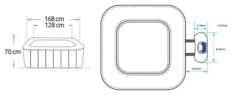 Vasca Idromassaggio da Esterno Gonfiabile Riscaldata 4 Posti 168x168x70 cm NetSpa Aspen Nera-5