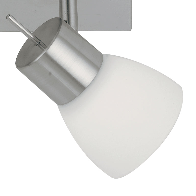 Faretti 4 Luci Spot base Quadrata Metallo Nikel diffusori Vetro Led 20 watt 4000 K Intec SPOT-CENTURY-PL4-2