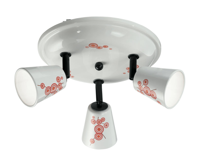 Faretto Spot Tre Luci Base Tonda Ceramica Decoro Arancio G9 Intec SPOT-LIMOGES-PL3-1