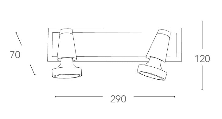 Faretto Due Luci Spot Orientabili Metallo Nikel Cornice Vetro Led 6 watt GU10 2700 K Intec SPOT-MIAMI 02-2